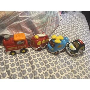 Vtech Go! Go! Smart Wheels Set of 4 Working Train, Fire, Police, Helicopter